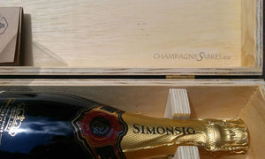 Champagnesabel Laguiole in luxe kist met fles Simonsig Kaapse Vonkel - Champagnesabres.eu
